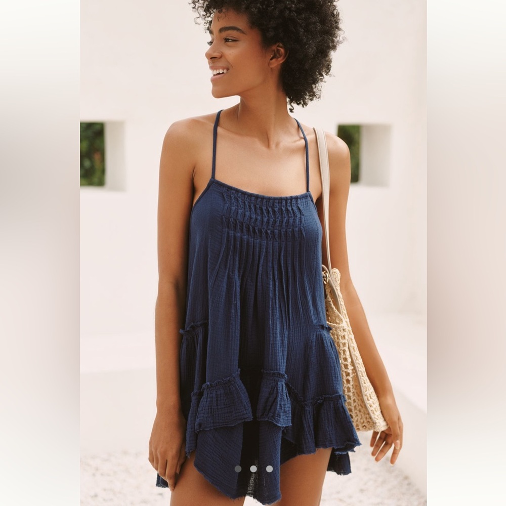 Anthropologie Celandine navy blue cover up XS